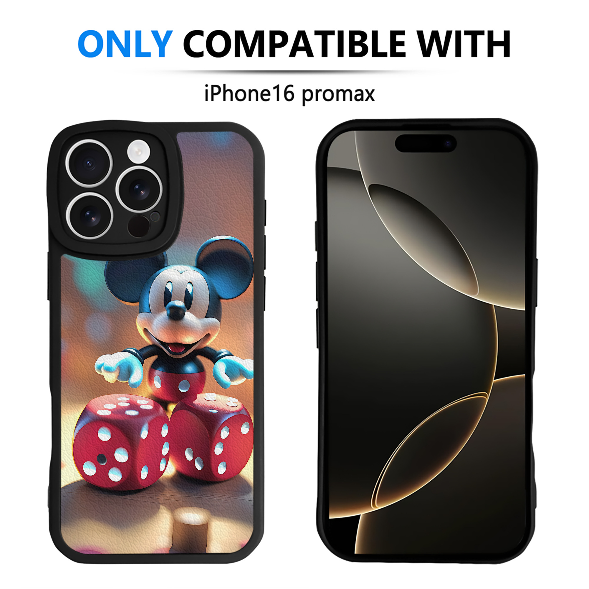（画像用） ミッキーマウス Mickey Mouse 【iPhone 16シリーズ対応】シリコンスマホケース（レザー調） 材質：シリコン